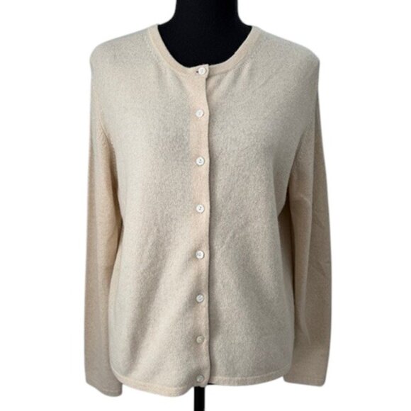 VALERIE STEVENS Beige Cream Cashmere Cardigan Sweater Medium - Picture 1 of 12